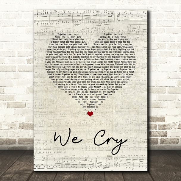 The Script We Cry Script Heart Song Lyric Quote Music Print