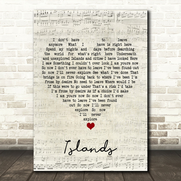The xx Islands Script Heart Song Lyric Quote Music Print