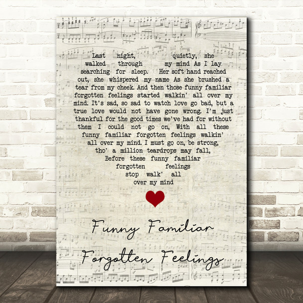 Tom Jones Funny Familiar Forgotten Feelings Script Heart Song Lyric Quote Music Print