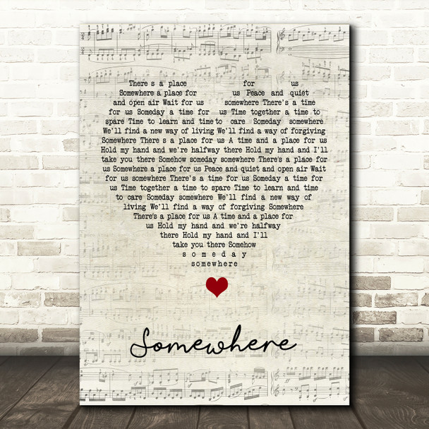Tom Waits Somewhere Script Heart Song Lyric Quote Music Print