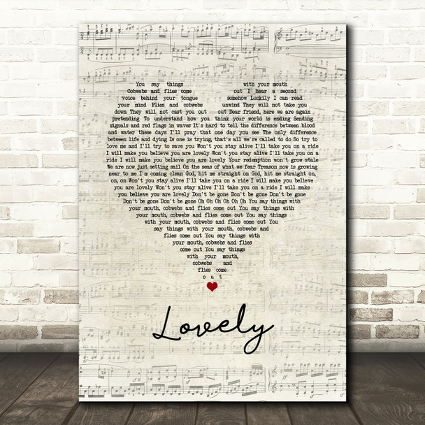 Twenty One Pilots Lovely Script Heart Song Lyric Quote Music Print