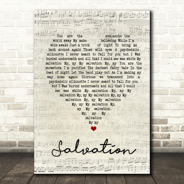 Gabrielle Aplin Salvation Script Heart Song Lyric Quote Print
