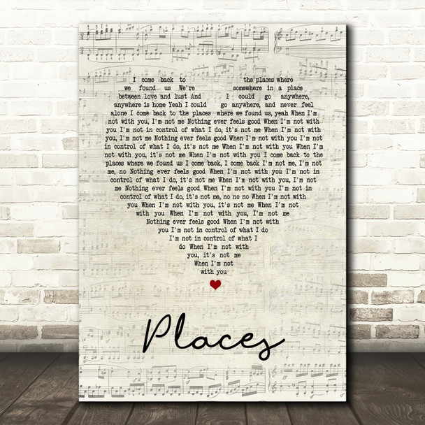 Martin Solveig Places Script Heart Song Lyric Quote Print