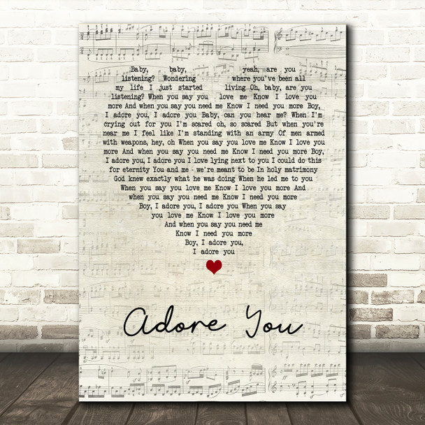 Miley Cyrus Adore You Script Heart Song Lyric Quote Print
