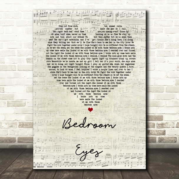 Natty Bedroom Eyes Script Heart Song Lyric Quote Print