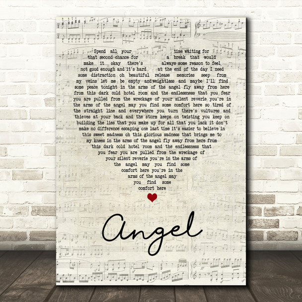 Sarah McLachlan Angel Script Heart Song Lyric Quote Print