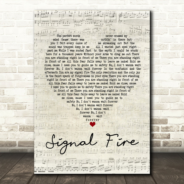 Snow Patrol Signal Fire Script Heart Song Lyric Quote Print