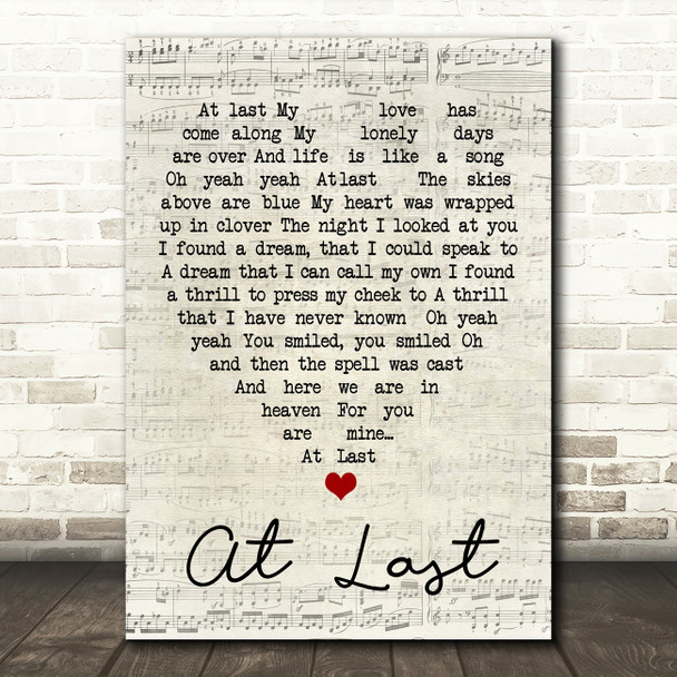 Etta James At Last Script Heart Quote Song Lyric Print