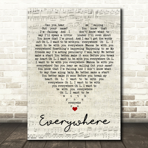 Everywhere Fleetwood Mac Script Heart Quote Song Lyric Print