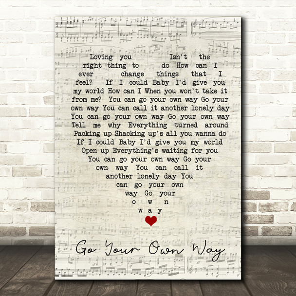 Go Your Own Way Fleetwood Mac Script Heart Quote Song Lyric Print
