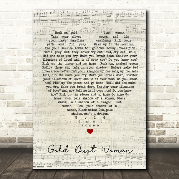 Gold Dust Woman Fleetwood Mac Script Heart Quote Song Lyric Print
