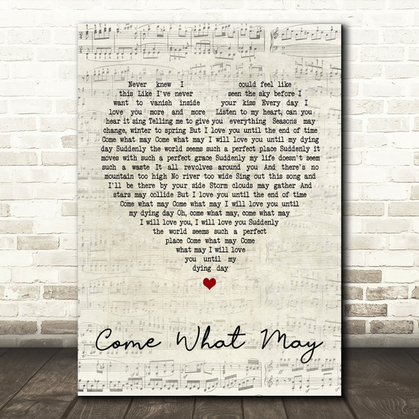 Alfie Boe And Kerry Ellis Come What May Script Heart Song Lyric Quote Print