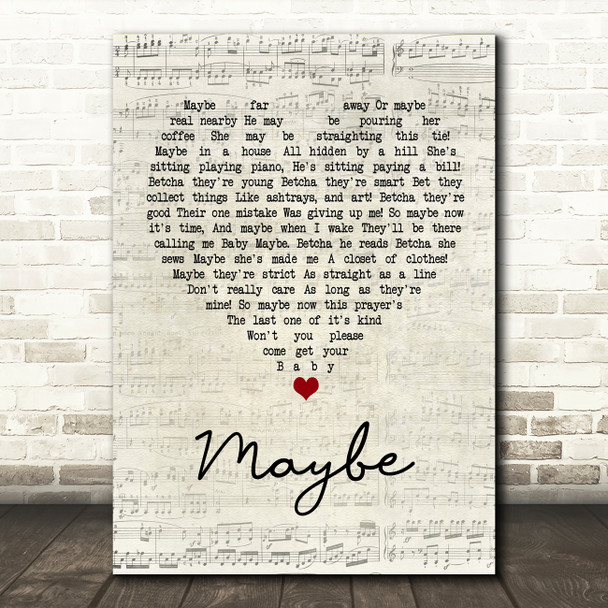 Annie Maybe Script Heart Song Lyric Quote Print