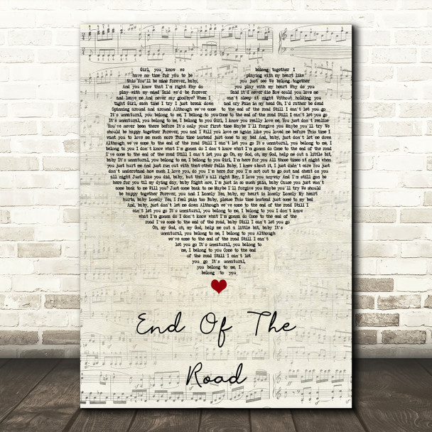 Boyz II Men End Of The Road Script Heart Song Lyric Quote Print