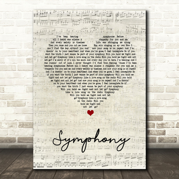 Clean Bandit Symphony Script Heart Song Lyric Quote Print