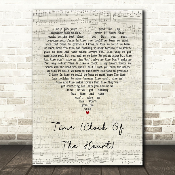 Culture Club Time (Clock Of The Heart) Script Heart Song Lyric Quote Print
