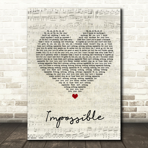 Daniel Merriweather Impossible Script Heart Song Lyric Quote Print
