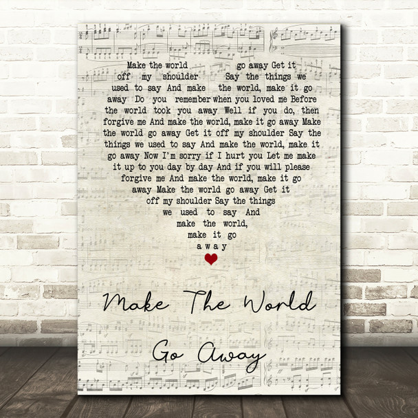 Duffy Make The World Go Away Script Heart Song Lyric Quote Print