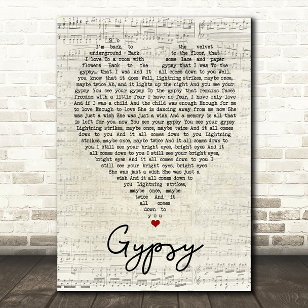 Gypsy Fleetwood Mac Script Heart Quote Song Lyric Print