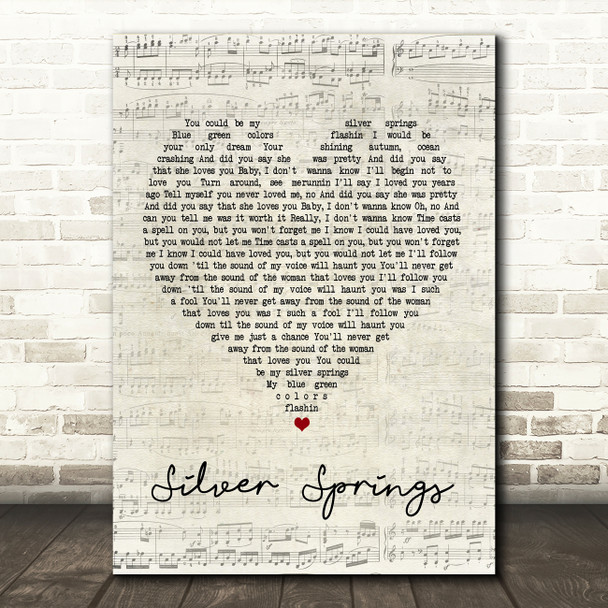 Fleetwood Mac Silver Springs Script Heart Song Lyric Quote Print
