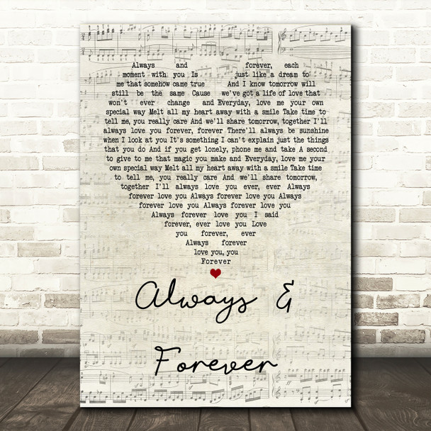 Heatwave Always And Forever Script Heart Song Lyric Quote Print