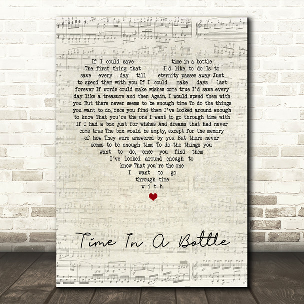 Jim Croce Time In A Bottle Script Heart Song Lyric Quote Print