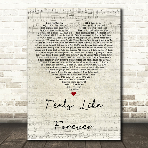 Joe Cocker Feels Like Forever Script Heart Song Lyric Quote Print