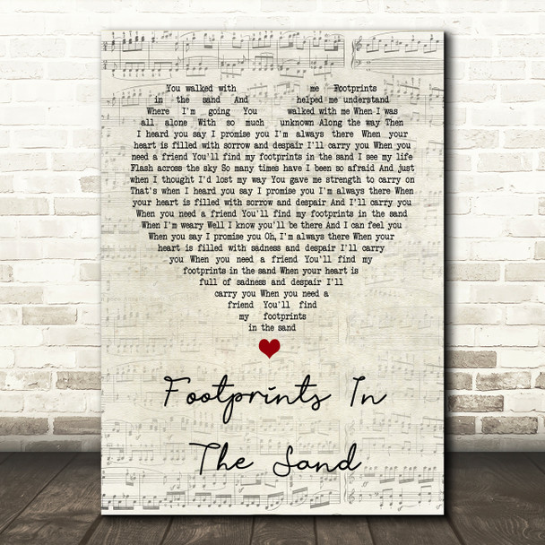 Leona Lewis Footprints In The Sand Script Heart Song Lyric Quote Print