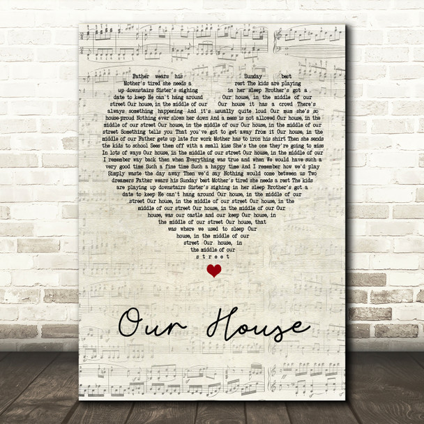 Madness Our House Script Heart Song Lyric Quote Print