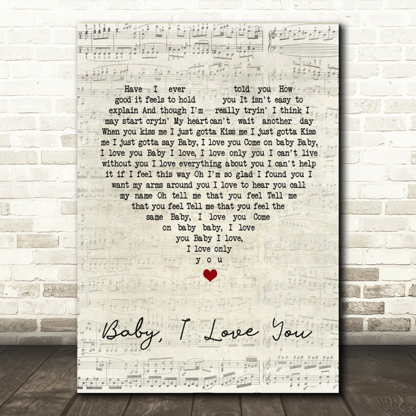 Ramones Baby I Love You Script Heart Song Lyric Quote Print