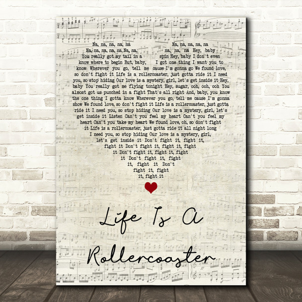 Ronan Keating Life Is A Rollercoaster Script Heart Song Lyric Quote Print