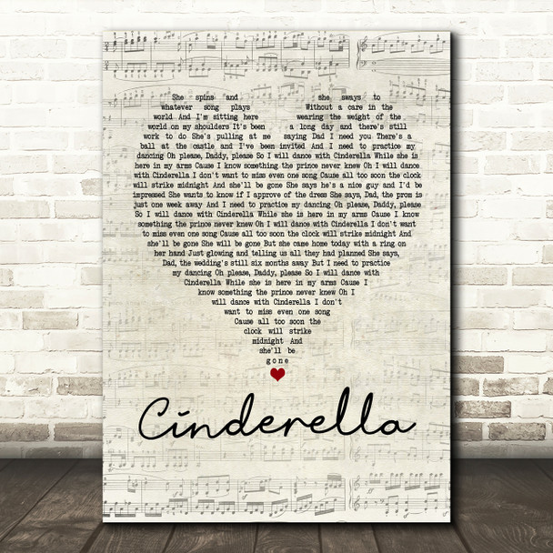 Steven Curtis Chapman Cinderella Script Heart Song Lyric Quote Print