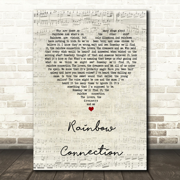 The Muppets Rainbow Connection Script Heart Song Lyric Quote Print