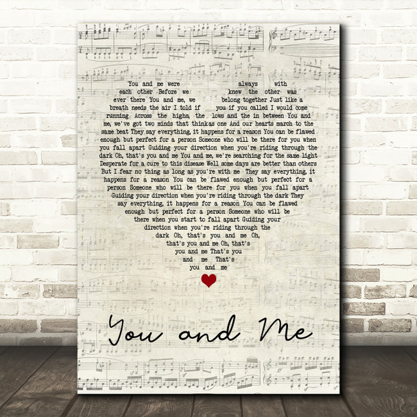 You + Me You and Me Script Heart Song Lyric Quote Print