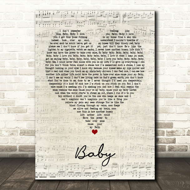 Ashanti Baby Script Heart Quote Song Lyric Print