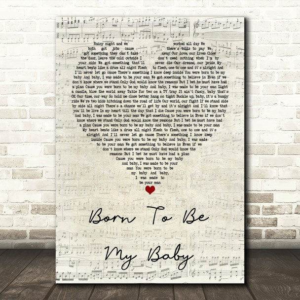 Bon Jovi Born To Be My Baby Script Heart Quote Song Lyric Print