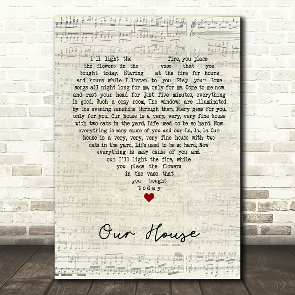 Crosby, Stills, Nash & Young Our House Script Heart Quote Song Lyric Print