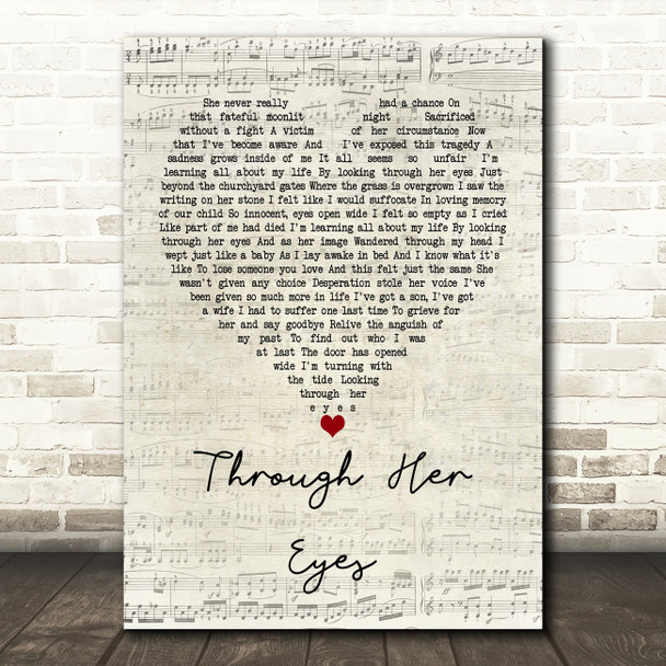 Dream Theater Through Her Eyes Script Heart Quote Song Lyric Print