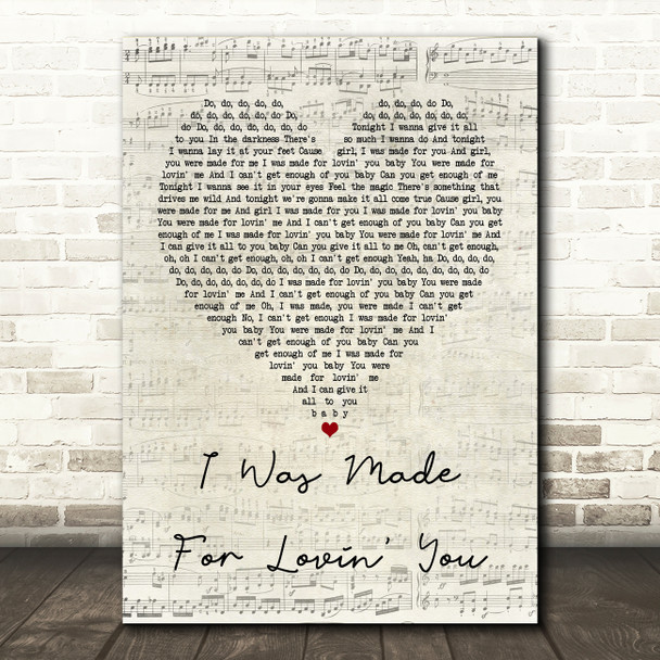 Kiss I Was Made For Lovin' You Script Heart Quote Song Lyric Print