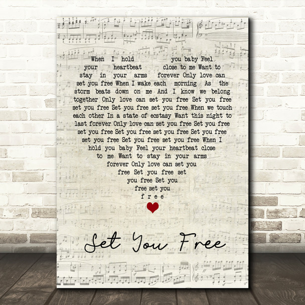 N-Trance Set You Free Script Heart Quote Song Lyric Print