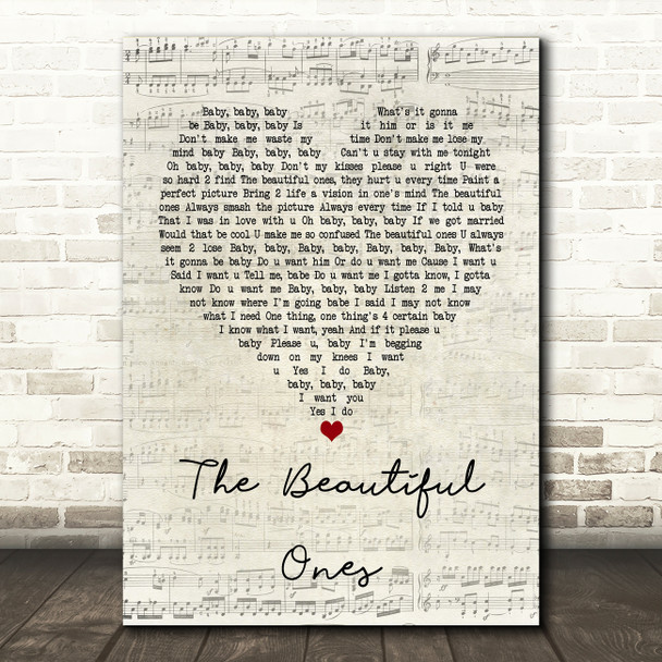 Prince And The Revolution The Beautiful Ones Script Heart Quote Song Lyric Print