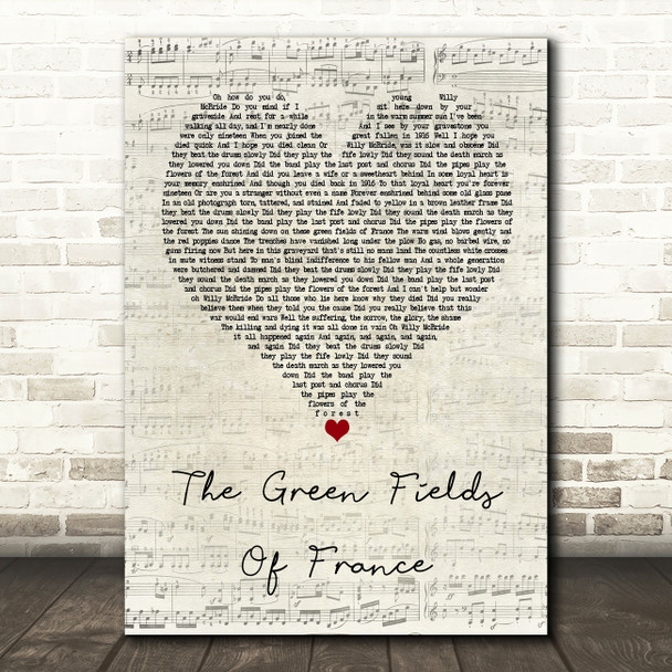 The Green Fields of France The Green Fields Of France Script Heart Song Print