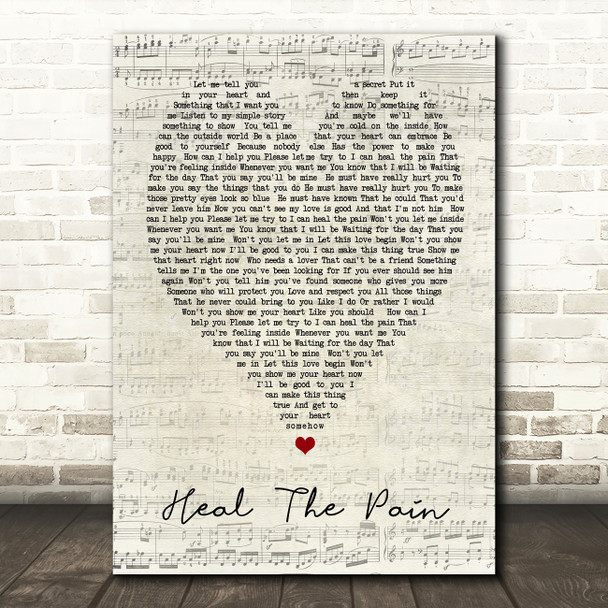 George Michael Heal The Pain Script Heart Song Lyric Quote Print
