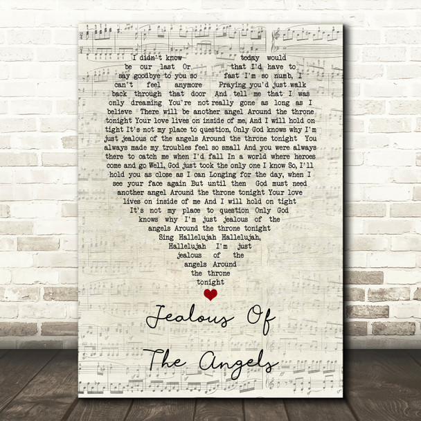 Katherine Jenkins Jealous Of The Angels Script Heart Song Lyric Quote Print