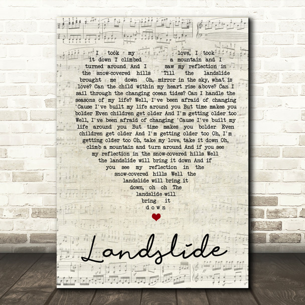 Landslide Fleetwood Mac Script Heart Quote Song Lyric Print
