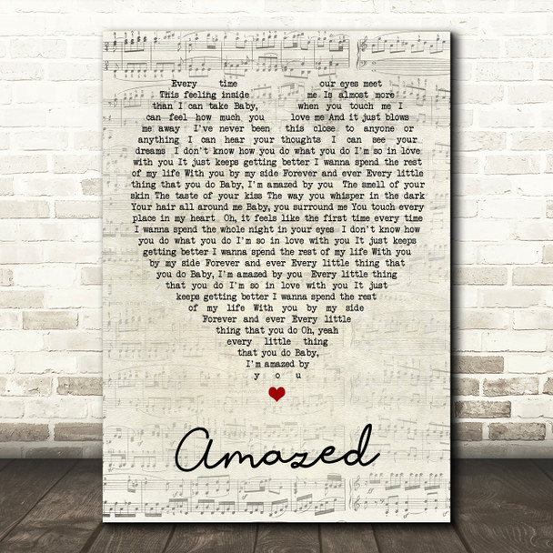 Amazed Lonestar Script Heart Quote Song Lyric Print