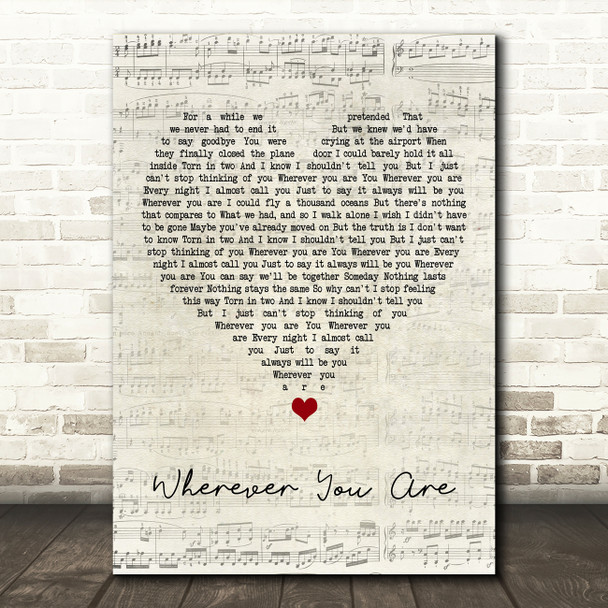 5 Seconds Of Summer Wherever You Are Script Heart Song Lyric Print