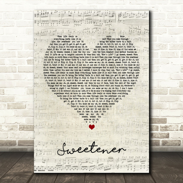 Ariana Grande Sweetener Script Heart Song Lyric Print