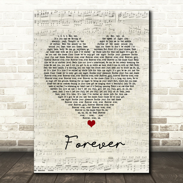 Chris Brown Forever Script Heart Song Lyric Print