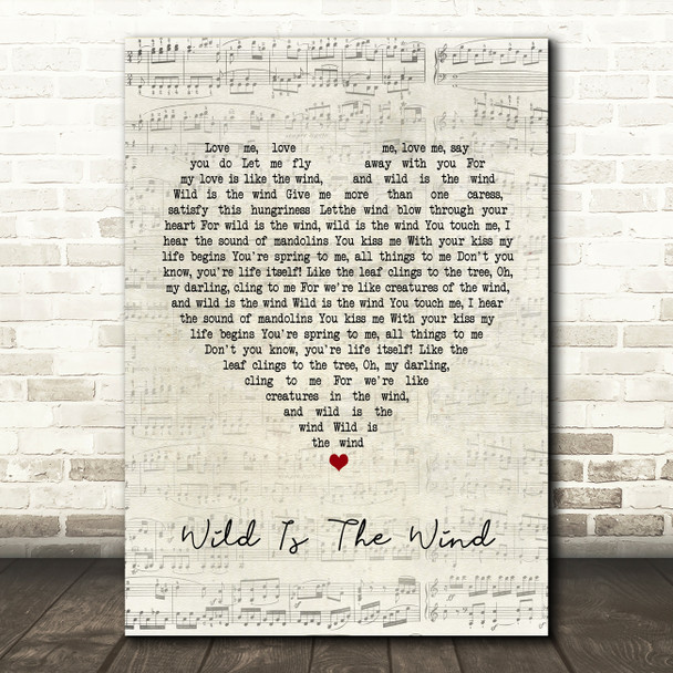 David Bowie Wild Is The Wind Script Heart Song Lyric Print